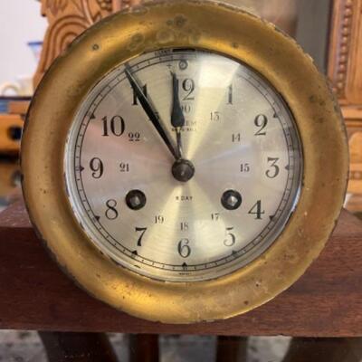 112 Vintage Salem 8 Day Brass Ships Clock 