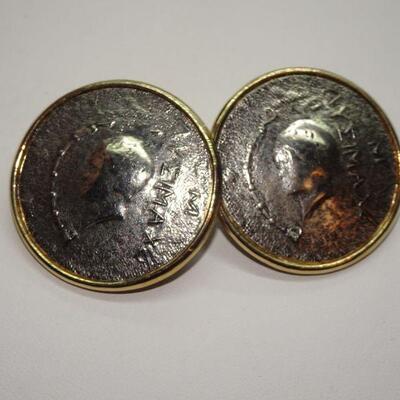 Silver & Gold Tone Faux Coin Post Earrings 