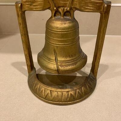 Vintage brass liberty bell statue 