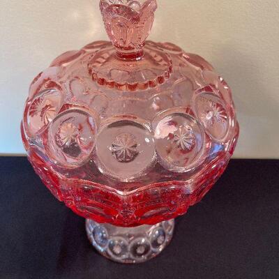 #4 Pink Glass Covered Candy Dish 