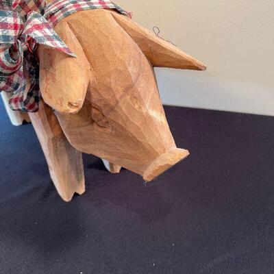 #10  Large Carved Wood Pig 