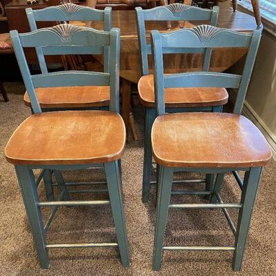 #24 (4) Sage Colored Stools , Shabby Chic Style 