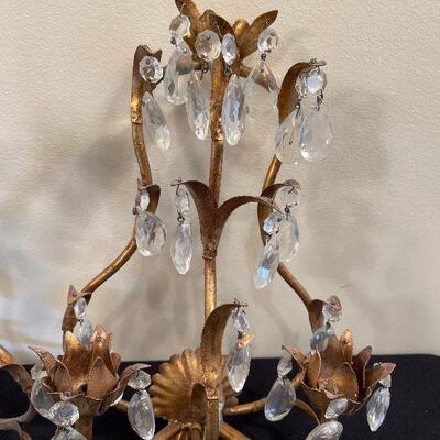 #41 Pair of Candelabras with Glass Dangles 