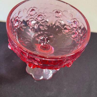 #56 Pink Covered Glass Compote 