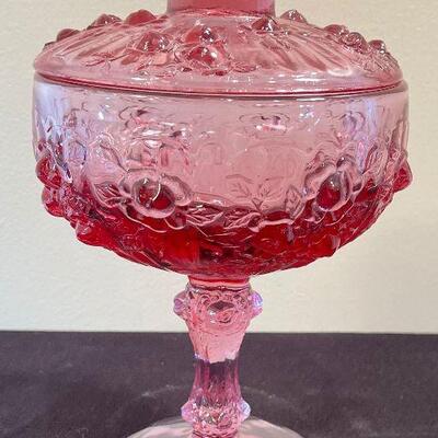 #56 Pink Covered Glass Compote 