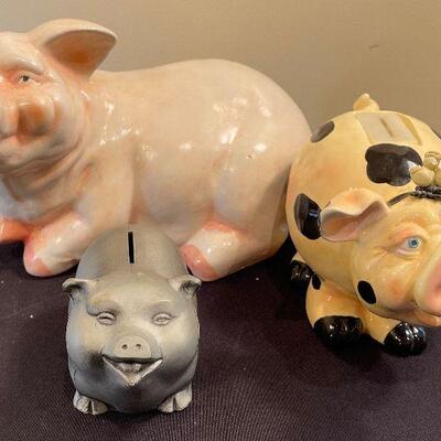 #61 Piggy Bank Collection (3) Pigs. 