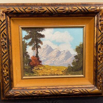 #95Framed Oil Painting of Mountains 