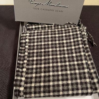 #132 Black Checked Cashmere Scarf 