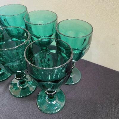 #138  Green Water Goblets (6) 