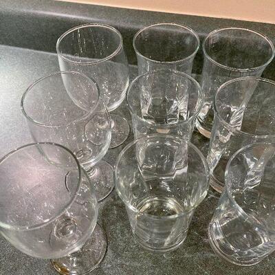 #139 Clear Glass 6 tumbler and 3 Water goblets. 
