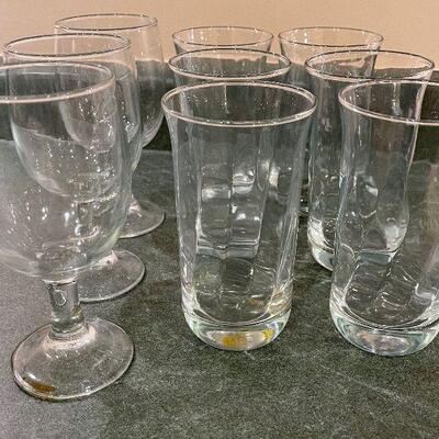 #139 Clear Glass 6 tumbler and 3 Water goblets. 