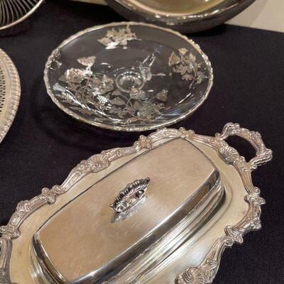 #163 Silver Plated Serving pieces. 