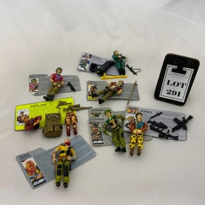-291- GI Joe | Seven Action Figures | File Cards | Accessories
