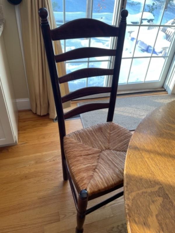 Pottery Barn ladder back chairs with rush seats. Selling in sets of two