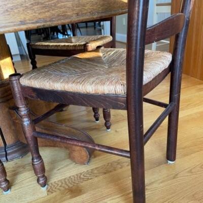 Pottery Barn ladder back chairs with rush seats. Selling in sets of two. 