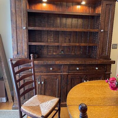 Farmhouse style hutch, like new with touch lighting.