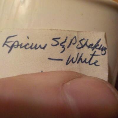 Epicure S & P Shakers white and pink, mid century.