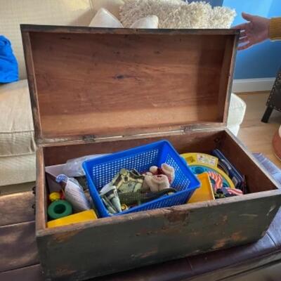 Antique toy chest with toys included