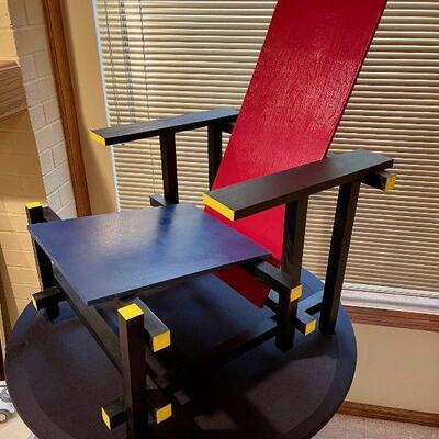 Gerrit Rietveld Red Blue Chair 1917 Copy by Wichita Architect