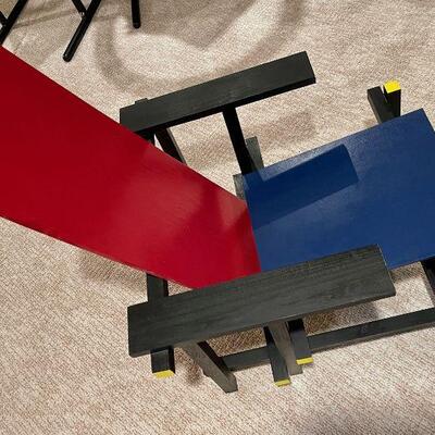 Gerrit Rietveld Red Blue Chair 1917 Copy by Wichita Architect