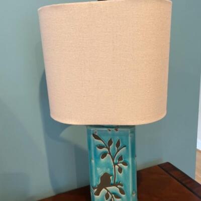 Teal bird lamps (set of two)