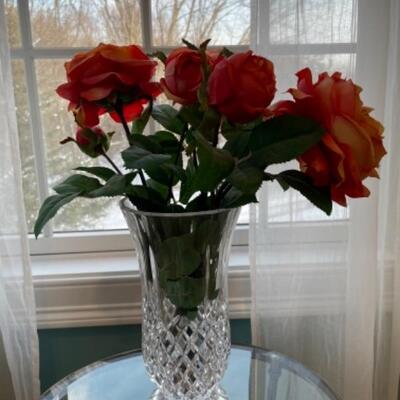 Pottery Barn flowers in crystal vase