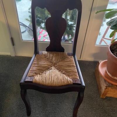 119 Antique Empire Mahogany Rush Seat Chair 