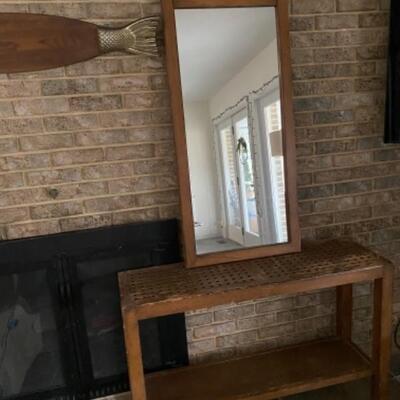 129 Mid Century Console Table with Matching Mirror 