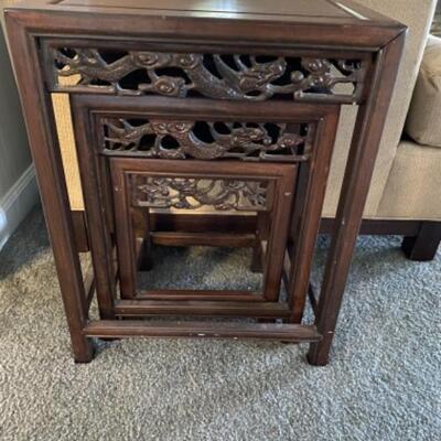 130 Set of 3 Asian Style Nesting Tables 