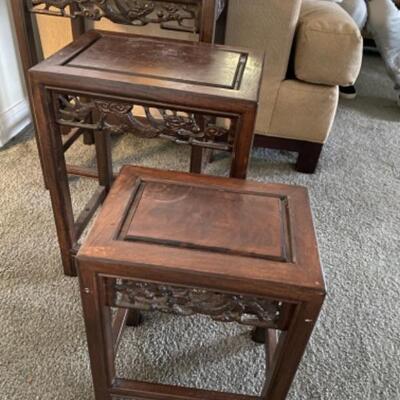 130 Set of 3 Asian Style Nesting Tables 