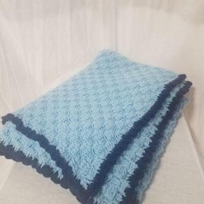 Lot #54 - Vintage handknit rectangular lap blanket.   