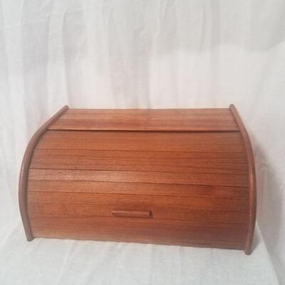 Lot #55 - Vintage MCM Teak Tambour Door Bread Box