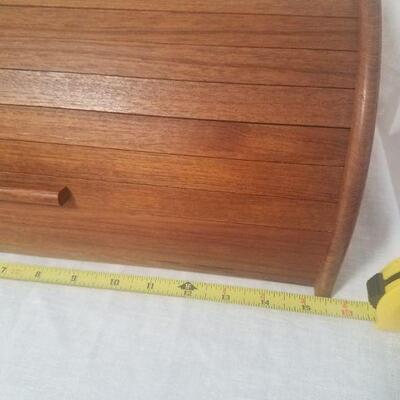 Lot #55 - Vintage MCM Teak Tambour Door Bread Box