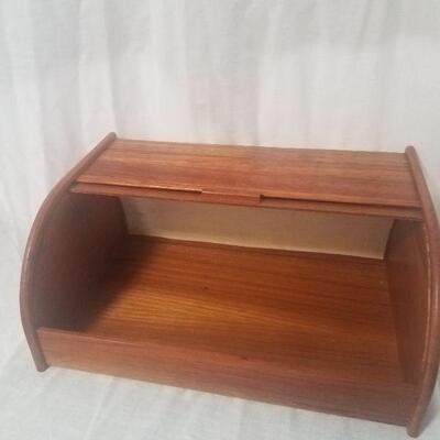 Lot #55 - Vintage MCM Teak Tambour Door Bread Box