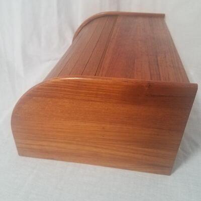 Lot #55 - Vintage MCM Teak Tambour Door Bread Box