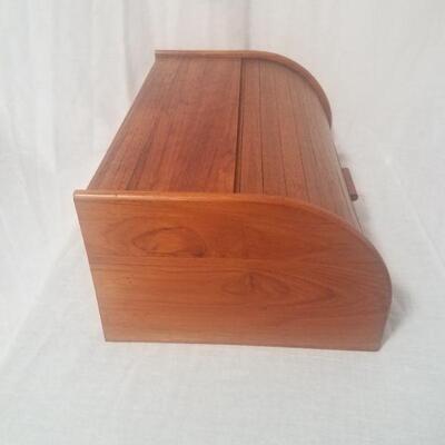 Lot #55 - Vintage MCM Teak Tambour Door Bread Box