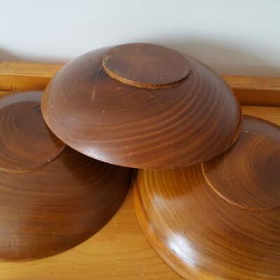 Lot of Mid Century Turned Wood bowls 5 and 6 Salad