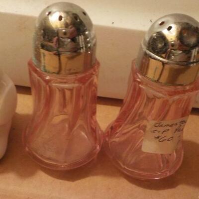 "Original Dough Boy and Mrs. Dough girl plus Jamestown S&P Glass Shakers."