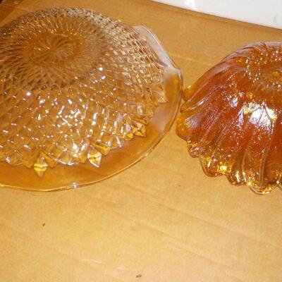 2- Vintage Carnival Glass serving dishes.