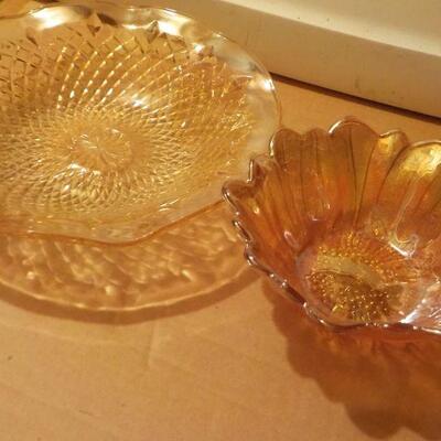2- Vintage Carnival Glass serving dishes.