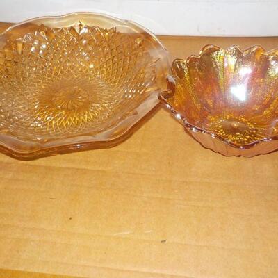 2- Vintage Carnival Glass serving dishes.