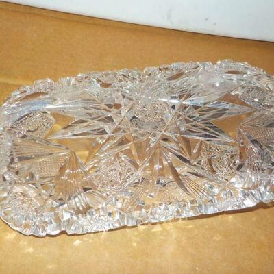 Stunning Lead CUT Glass candy bowl and 2 cut  glass knife holders.
