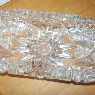 Stunning Lead CUT Glass candy bowl and 2 cut  glass knife holders.