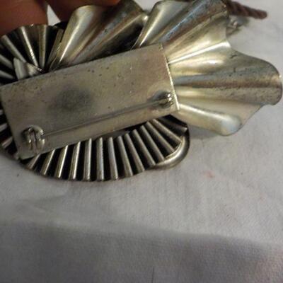 " Hand made American Indian tourques pin and sterling Necklace."