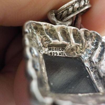 " Hand made American Indian tourques pin and sterling Necklace."