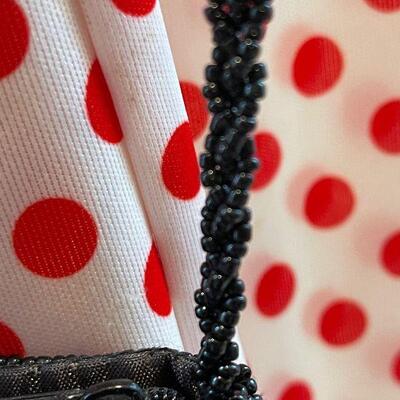 Vintage Polkadot 2pc Pantsuit Jumpsuit with Ladybug Bag