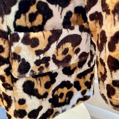 Coach Artsy Leopard Print Jacket w Shearling Collar NWT