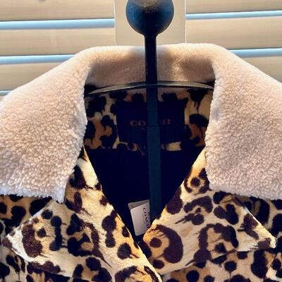 Coach Artsy Leopard Print Jacket w Shearling Collar NWT