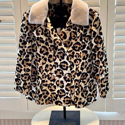 Coach Artsy Leopard Print Jacket w Shearling Collar NWT 