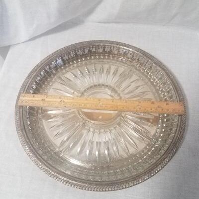 Lot #61 - Vintage silverplate tray with divided glass relish liner